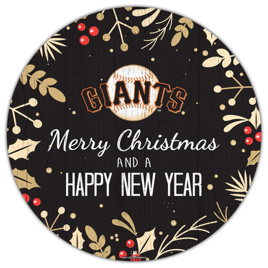 Fan Creations Holiday Home Decor San Francisco Giants Merry Christmas & Happy New Years 12in Circle