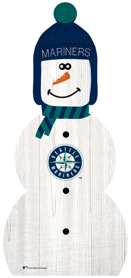 Fan Creations Holiday Home Decor Seattle Mariners Snowman 31in Leaner