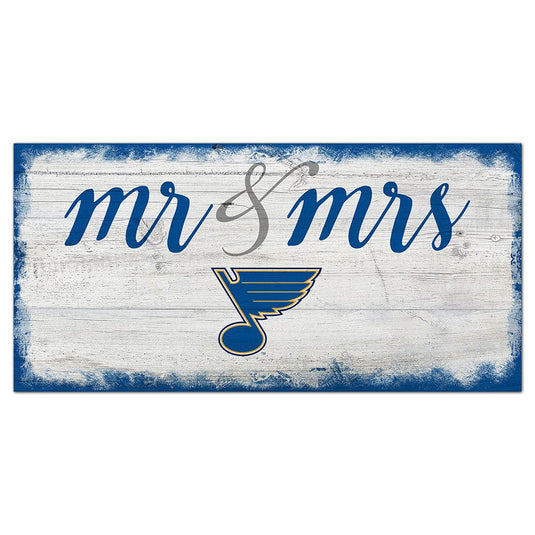 Fan Creations 6x12 Horizontal St.Louis Blues Script Mr & Mrs 6x12 Sign