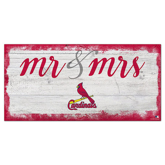 Fan Creations 6x12 Horizontal St. Louis Cardinals Script Mr & Mrs 6x12 Sign