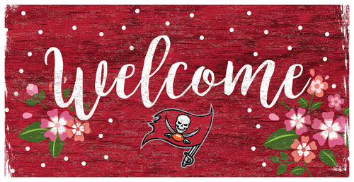 Fan Creations 6x12 Horizontal Tampa Bay Buccaneers Welcome Floral 6x12 Sign