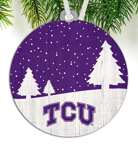 Fan Creations Ornament TCU Snow Scene Ornament