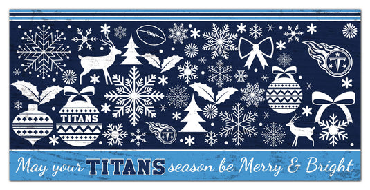Fan Creations Holiday Home Decor Tennessee Titans Merry and Bright 6x12
