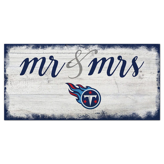 Fan Creations 6x12 Horizontal Tennessee Titans Script Mr & Mrs 6x12 Sign