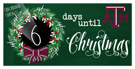 Fan Creations Holiday Home Decor Texas A&M Chalk Christmas Countdown 6x12