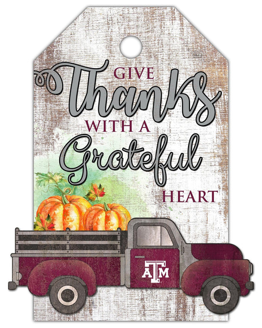 Fan Creations Holiday Home Decor Texas A&M Gift Tag and Truck 11x19