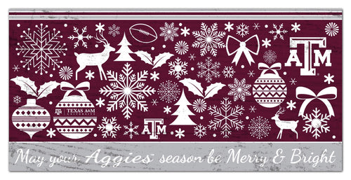Fan Creations Holiday Home Decor Texas A&M Merry and Bright 6x12