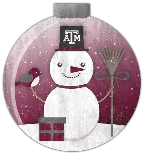 Fan Creations Holiday Home Decor Texas A&M Snowglobe 12in Wall Art
