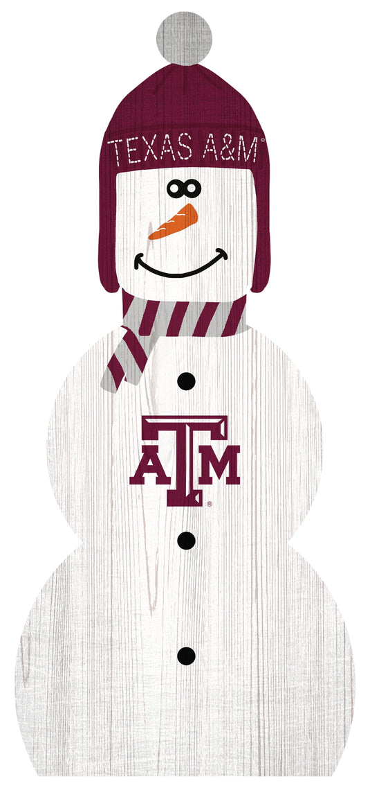 Fan Creations Holiday Home Decor Texas A&M Snowman 31in Leaner