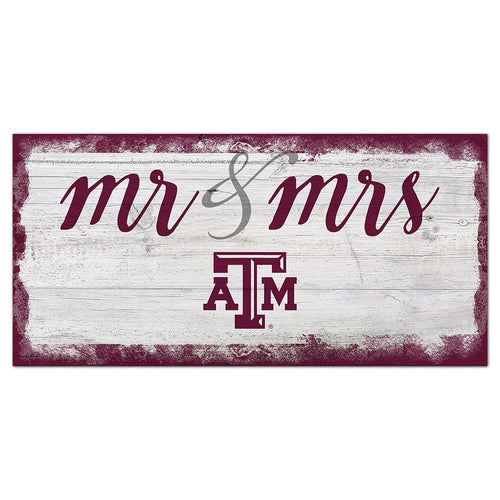 Fan Creations 6x12 Horizontal Texas A&M University Script Mr & Mrs 6x12 Sign