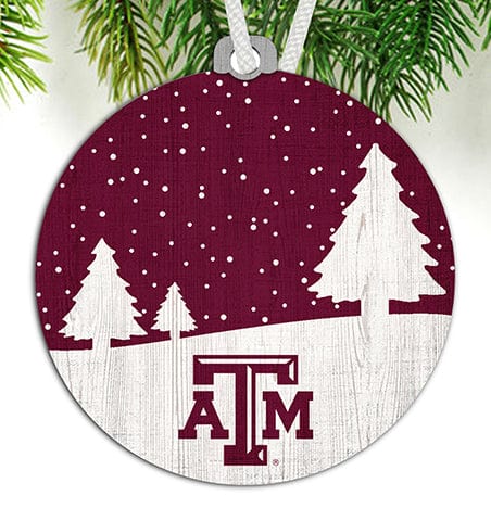 Fan Creations Ornament Texas A&M University Snow Scene Ornament