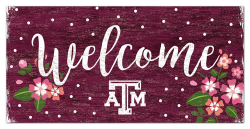 Fan Creations 6x12 Horizontal Texas A&M University Welcome Floral 6x12 Sign