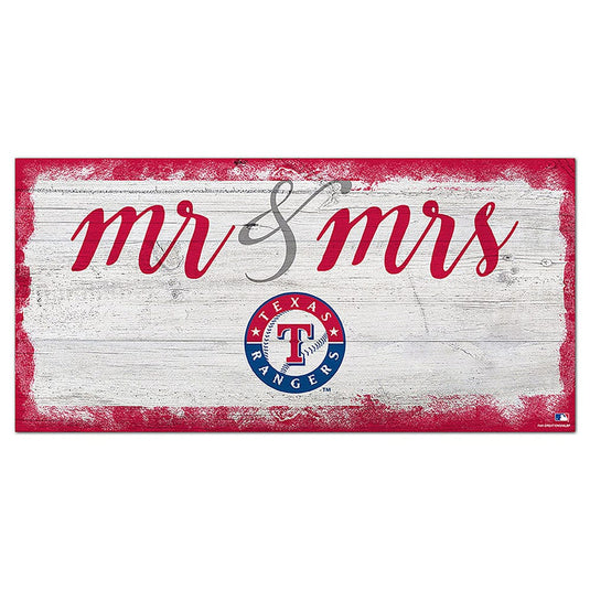 Fan Creations 6x12 Horizontal Texas Rangers Script Mr & Mrs 6x12 Sign
