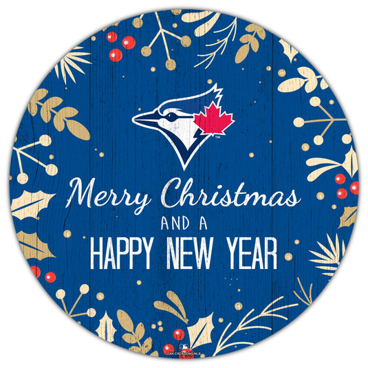 Fan Creations Holiday Home Decor Toronto Blue Jays Merry Christmas & Happy New Years 12in Circle