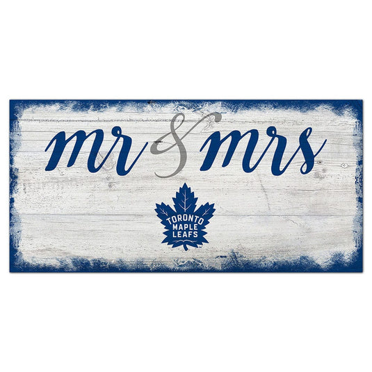Fan Creations 6x12 Horizontal Toronto Maple Leafs Script Mr & Mrs 6x12 Sign