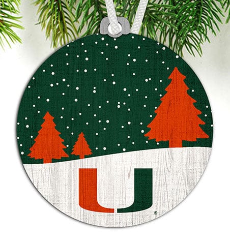 Fan Creations Ornament University of Miami Snow Scene Ornament