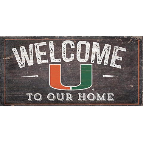 Fan Creations 6x12 Horizontal University of Miami Welcome Distressed 6 x 12