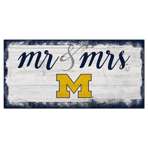 Fan Creations 6x12 Horizontal University of Michigan Script Mr & Mrs 6x12 Sign