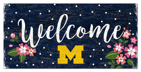 Fan Creations 6x12 Horizontal University of Michigan Welcome Floral 6x12 Sign