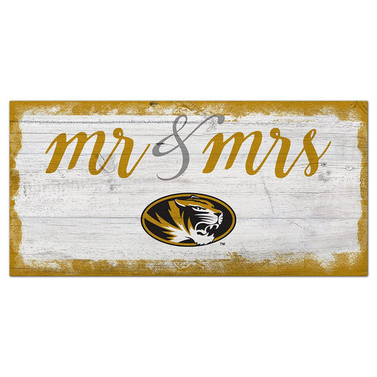 Fan Creations 6x12 Horizontal University of Missouri Script Mr & Mrs 6x12 Sign
