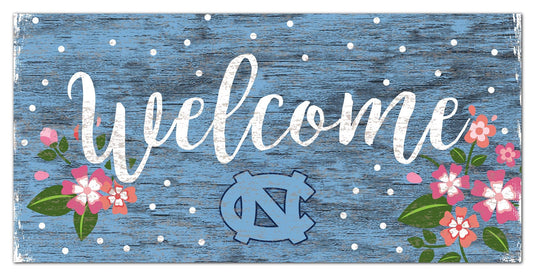 Fan Creations 6x12 Horizontal University of North Carolina Welcome Floral 6x12 Sign