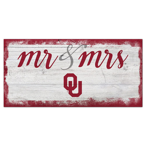 Fan Creations 6x12 Horizontal University of Oklahoma Script Mr & Mrs 6x12 Sign
