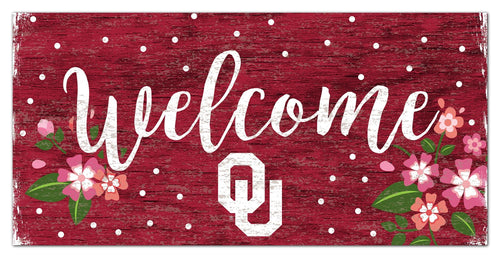 Fan Creations 6x12 Horizontal University of Oklahoma Welcome Floral 6x12 Sign