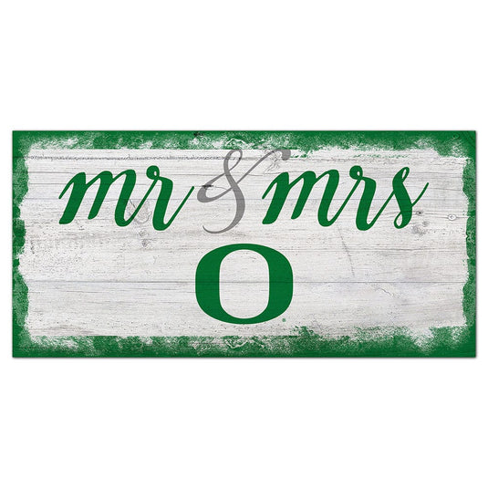Fan Creations 6x12 Horizontal University of Oregon Script Mr & Mrs 6x12 Sign