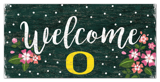 Fan Creations 6x12 Horizontal University of Oregon Welcome Floral 6x12 Sign
