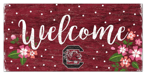 Fan Creations 6x12 Horizontal University of South Carolina Welcome Floral 6x12 Sign