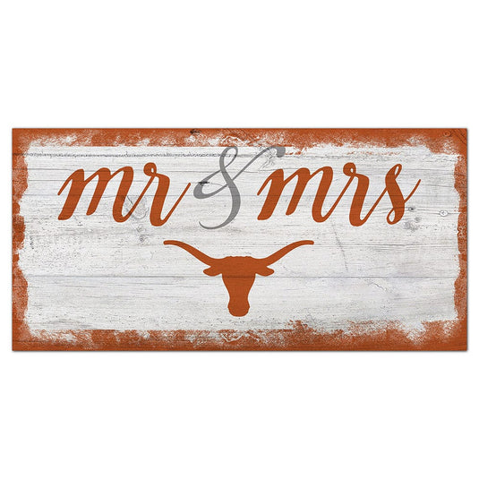 Fan Creations 6x12 Horizontal University of Texas Script Mr & Mrs 6x12 Sign