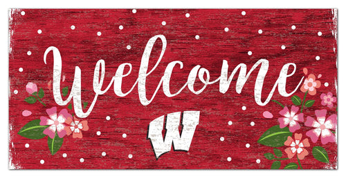 Fan Creations 6x12 Horizontal University of Wisconsin Welcome Floral 6x12 Sign