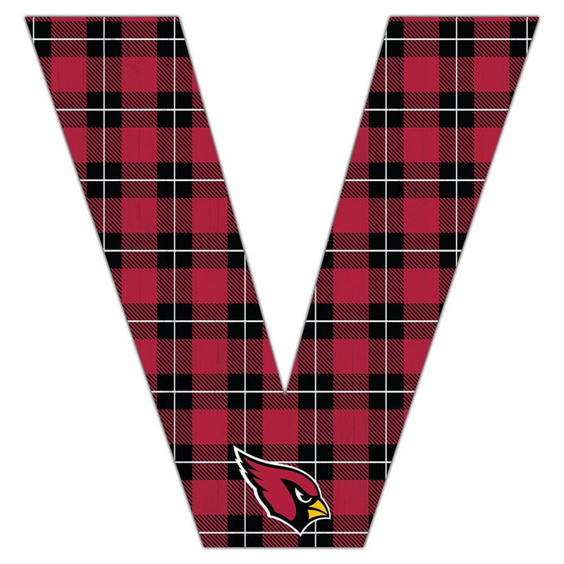Load image into Gallery viewer, Fan Creations 24&quot; Wall Art V Arizona Cardinals 24in Plaid Pattern Letter
