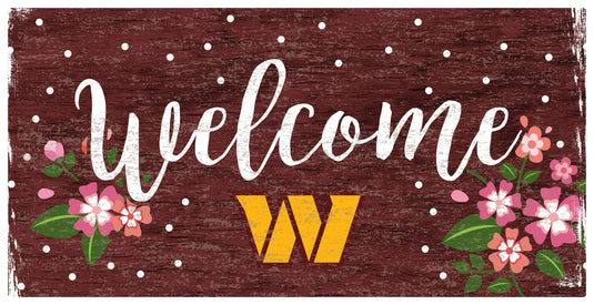 Fan Creations 6x12 Horizontal Washington Commanders Welcome Floral 6x12 Sign