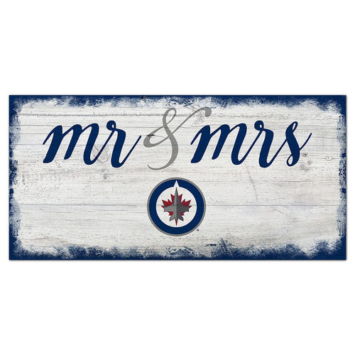 Fan Creations 6x12 Horizontal Winnipeg Jets Script Mr & Mrs 6x12 Sign