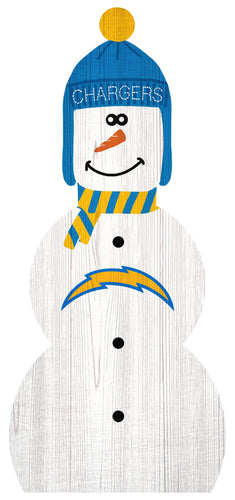 Fan Creations Holiday Home Decor Los Angeles Chargers Snowman 31in Leaner