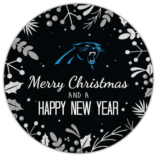 Fan Creations Holiday Home Decor Carolina Panthers Merry Christmas & Happy New Years 12in Circle